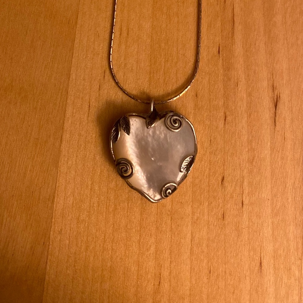 White gemstone heart necklace